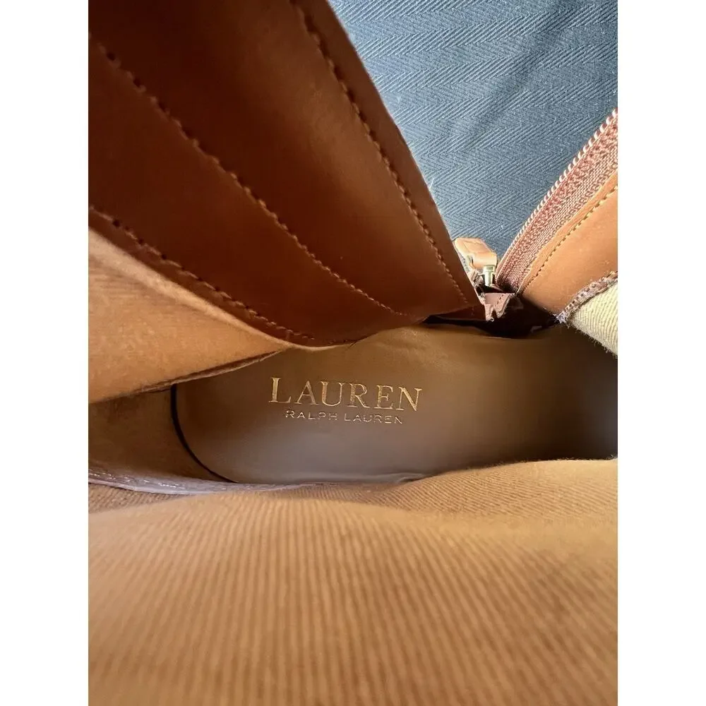 LAUREN RALPH LAUREN Caelynn Burnished Riding Leather Boots Women's Size 7.5 US